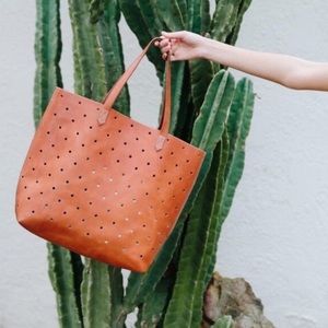 Madewell Punch Hole Tote in Cognac